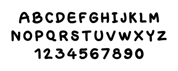 Set of black line English fonts