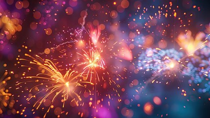 Fototapeta premium Vibrant Festival Fireworks Display in Sparkling Colors