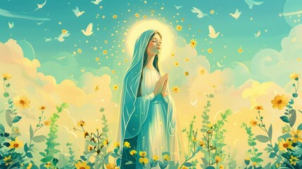 whit monday poster illustration commemorates the descent of the Holy Spirit on the disciples of Jesus Christ, as told in the Christian Bible