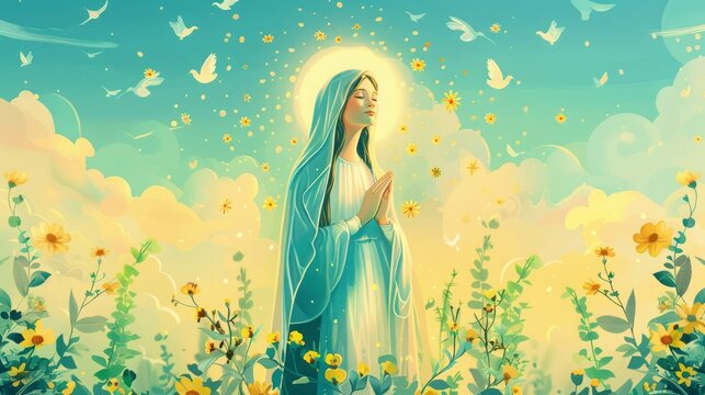 whit monday poster illustration commemorates the descent of the Holy Spirit on the disciples of Jesus Christ, as told in the Christian Bible