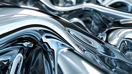 curved abstract metallic futuristic fluid chrome background