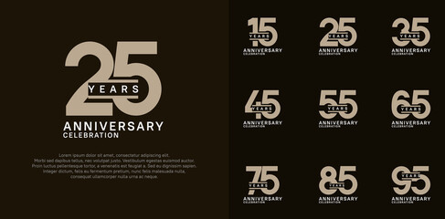 anniversary logotype vector set with brown color for special celebration