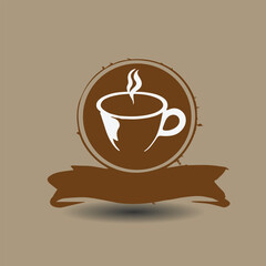 coffee cup logo design with a cup of coffee or tea. suitable for logo, icon, sign, symbol, website, print design. Editable and resizable graphics element.