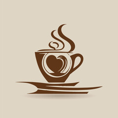 coffee cup logo design with a cup of coffee or tea. suitable for logo, icon, sign, symbol, website, print design. Editable and resizable graphics element.