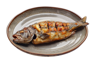 Grillled Fish On A Plate, Ikan Bakar Indonesian Food