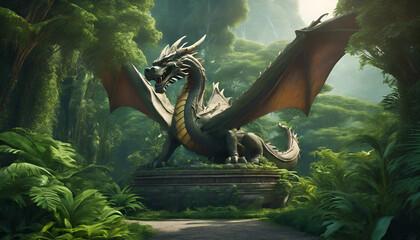 Fototapeta premium green dragon statue