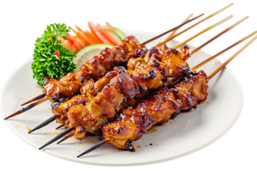 Sate Ayam Chicken Skewers Isolated on A Plate