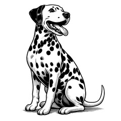 Fototapeta premium Cute Dalmatian in full-body, hand drawn sketch. Vector isolated on white background 