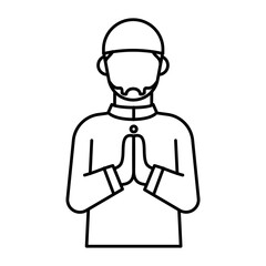 Happy Eid Al-Adha Mubarak Outline Icon and Moeslem greetings