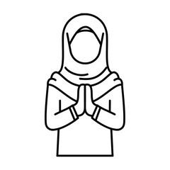 Happy Eid Al-Adha Mubarak Outline Icon and Moeslem greetings