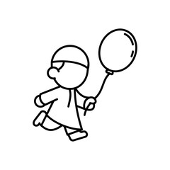 Happy Eid Al-Adha Mubarak Outline Icon and Moeslem greetings