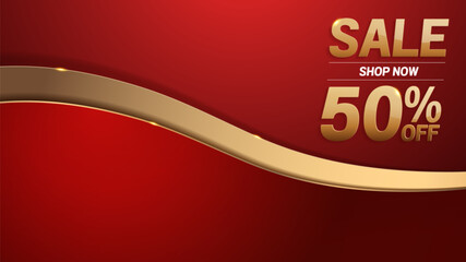 50 percent off special offers red background, luxury image abstract, overlap layer shadow gradients space composition for banner, template design, Discount price, purchase illustration