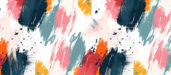 Seamless colorful paint brush marks pattern background Grunge background. Abstract minimalism hand drawn pat on white and transparent background