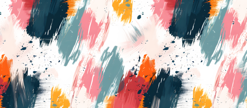 Seamless colorful paint brush marks pattern background Grunge background. Abstract minimalism hand drawn pat on white and transparent background - Powered by Adobe