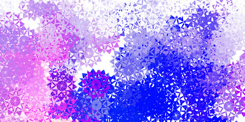 Light blue, yellow vector pattern with colored snowflakes.