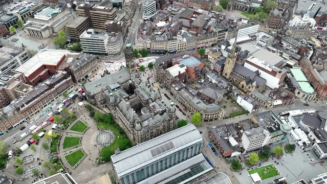 Aerial view of Sheffield, a city in the English county of South Yorkshire, UK