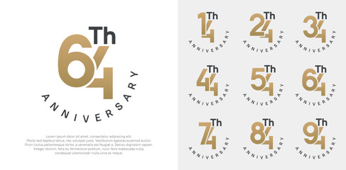anniversary set vector design with gold and black color for celebration moment