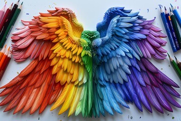 Fototapeta premium Divine Manga Harmony: Vivid Full-Body Illustration with Pencil Charm