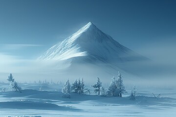 Hypnotic Snowy Peak Dawn: Ethereal Painterly Vibe in 8K Hyper-Realistic Landscape