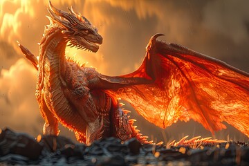 Red Fiery Dragon in 4K: Roar of the Blaze Shadow