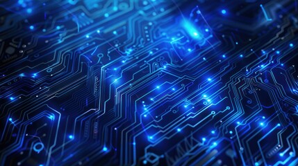 Circuit Board. Blue circuit wallpaper. Technology concept. High Tech Background