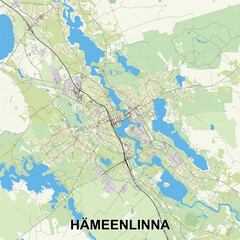 Hämeenlinna, Finland map poster art