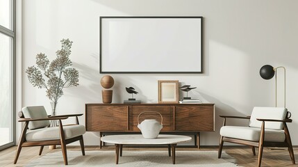 Modern Home Retreat: Stylish Chairs and Mockup Frame Display