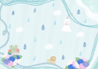 Rainy season frame blue background