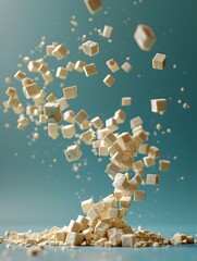 Swirling Tornado of Tofu Cubes Capturing the Versatility and Importance of This Iconic Asian Vegetarian and Vegan Ingredient