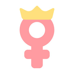 Queen Icon With Flat Color Style