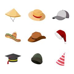 Vector of various shapes and types of hats