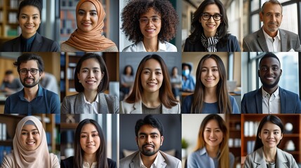 Diverse Business Professionals Portrait Collage