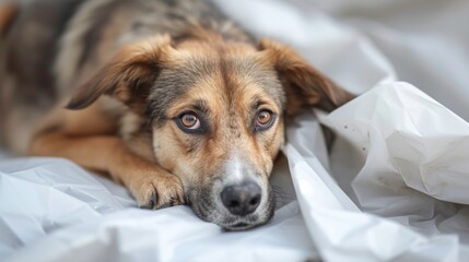 Sad street dog with a gaunt appearance and sorrowful eyes, evoking a strong sense of compassion and need for rescue