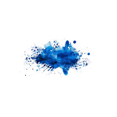 A splash of blue paint on a white background