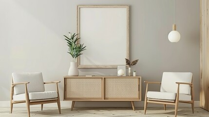 Fototapeta premium Fashionable Home Interior: Chair Selections and Mockup Frame Design