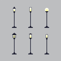 Illustration of various shapes of street lights