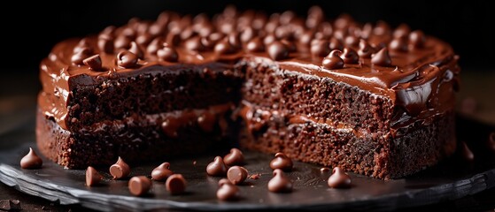 Decadent Chocolate Cake with Rich Ganache Topping