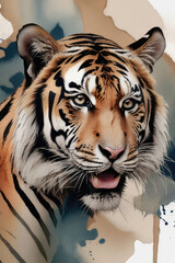 Tiger art poster, illustration design in painting style.