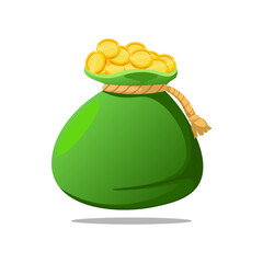 green pouch full of gold coins