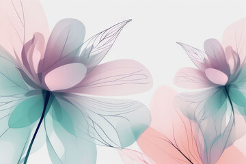 Enchanting flower background, infused with a holographic, dreamy effect, pastel colors toned.