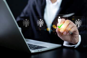 Human resource managers review CVs to select personnel.Employment, Headhunting, candidate, process of selecting people to work in the organization.