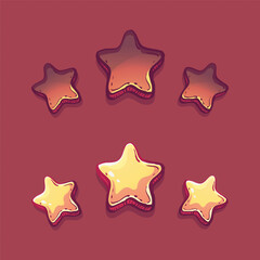 Set of stars on burgundy background