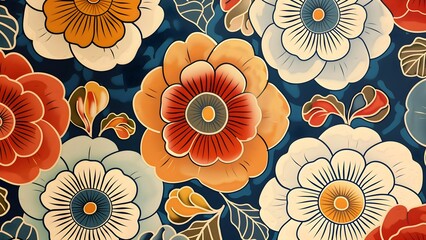 Korea traditional seamless floral pattern