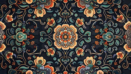 Korea traditional seamless floral pattern