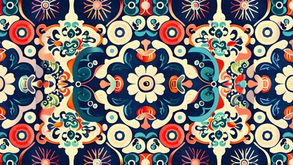 Korea traditional seamless floral pattern