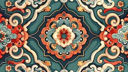 Fototapeta premium Korea traditional seamless floral pattern