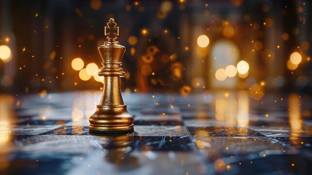 The chess king in gold, commanding the board and symbolizing strategic mastery in business settings