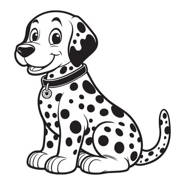 recommend clip art: Line art of dalmatian dog cartoon sitting vector
