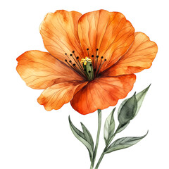Orange flower in watercolor style isolated on transparent background
