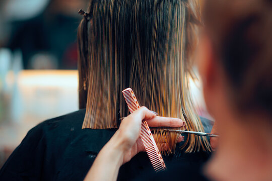 
Hairstylist Cutting on Wet Hair with Professionalism and Precision
Professional beauty salon worker executing perfect ends trimming
